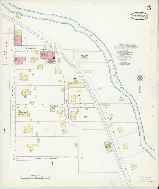 Sanborn Fire Insurance Map from Petersburgh, Lincoln County, Tennessee (1914), Sheet #0003 - Historic Sanborn Fire Insurance Map Print, vintage old map wall art, antique decor, genealogy gift, Tennessee Tennessee map