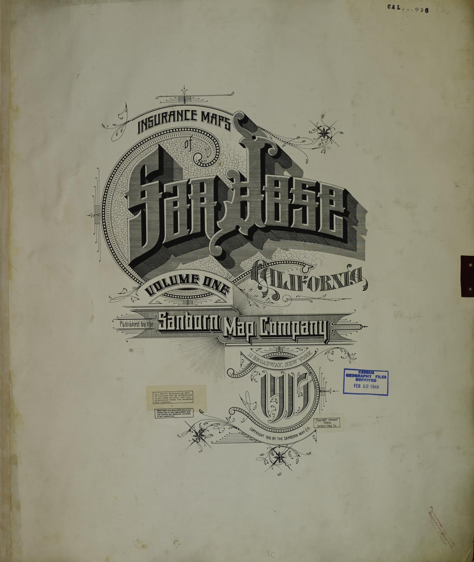 Sanborn Fire Insurance Map from San Jose, Santa Clara County, California (1950), Sheet #0001 - Complete Map Set gallery image, historic Sanborn map, vintage wall art, California California