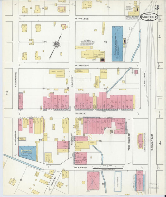 Sanborn Fire Insurance Map from Hartselle, Morgan County, Alabama (1917), Sheet #0003 - Historic Sanborn Fire Insurance Map Print, vintage old map wall art, antique decor, genealogy gift, Alabama Alabama map