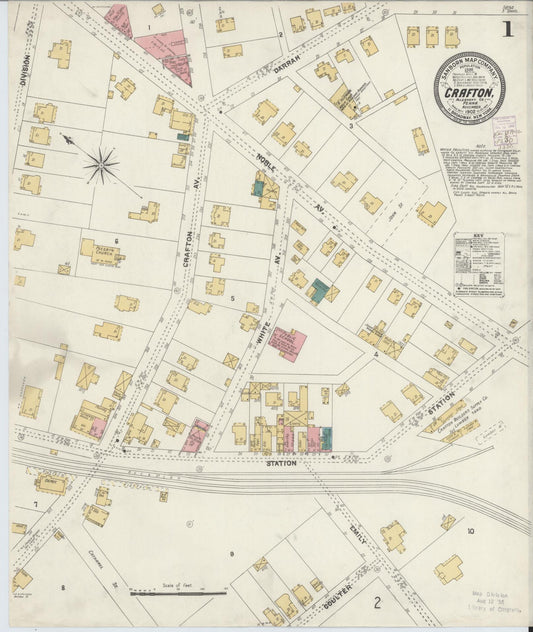Sanborn Fire Insurance Map from Crafton, Allegheny County, Pennsylvania (1902), Sheet #0001 - Complete Map Set gallery image, historic Sanborn map, vintage wall art, Pennsylvania Pennsylvania
