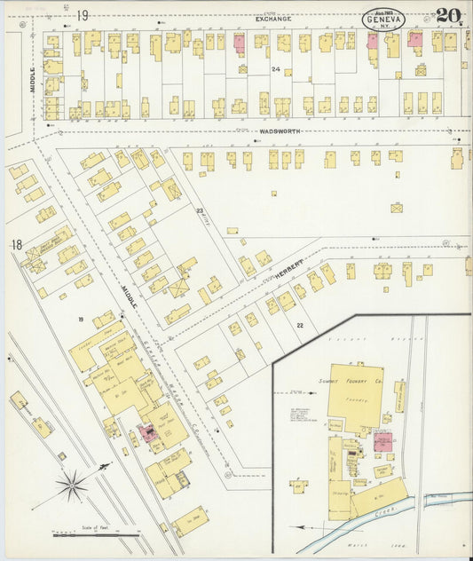 Sanborn Fire Insurance Map from Geneva, Ontario County, New York (1903), Sheet #0020 - Historic Sanborn Fire Insurance Map Print, vintage old map wall art, antique decor, genealogy gift, New York New York map
