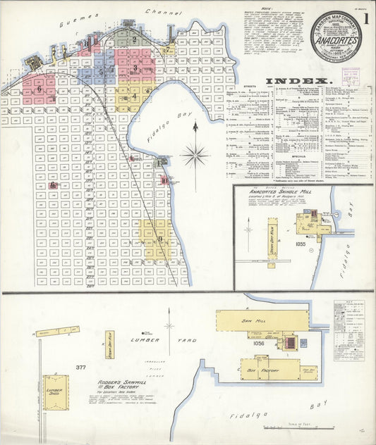 Sanborn Fire Insurance Map from Anacortes, Skagit County, Washington (1905), Sheet #0001 - Complete Map Set gallery image, historic Sanborn map, vintage wall art, Washington Washington