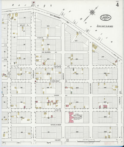 Sanborn Fire Insurance Map from Linden, Union County, New Jersey (1920), Sheet #0004 - Historic Sanborn Fire Insurance Map Print, vintage old map wall art, antique decor, genealogy gift, New Jersey New Jersey map