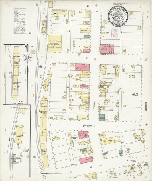 Sanborn Fire Insurance Map from Rosalia, Whitman County, Washington (1902), Sheet #0001 - Historic Sanborn Fire Insurance Map Print, vintage old map wall art, antique decor, genealogy gift, Washington Washington map