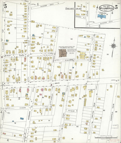 Sanborn Fire Insurance Map from Williamsville, Erie County, New York (1923), Sheet #0005 - Historic Sanborn Fire Insurance Map Print, vintage old map wall art, antique decor, genealogy gift, New York New York map