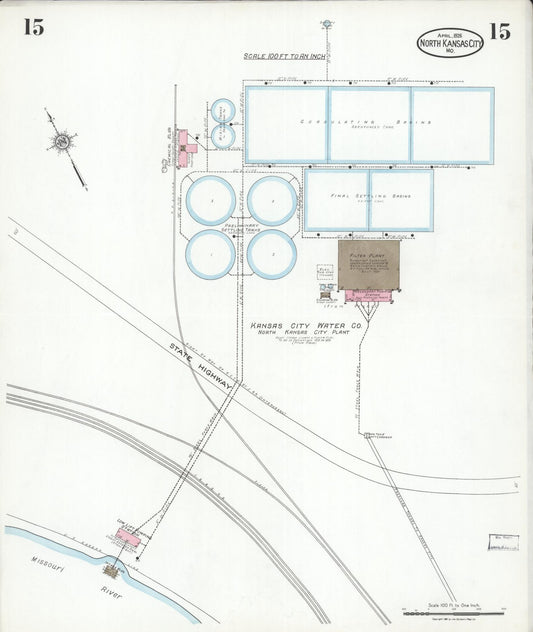 Sanborn Fire Insurance Map from North Kansas City, Clay County, Missouri (1926), Sheet #0015 - Historic Sanborn Fire Insurance Map Print, vintage old map wall art, antique decor, genealogy gift, Kansas Kansas map