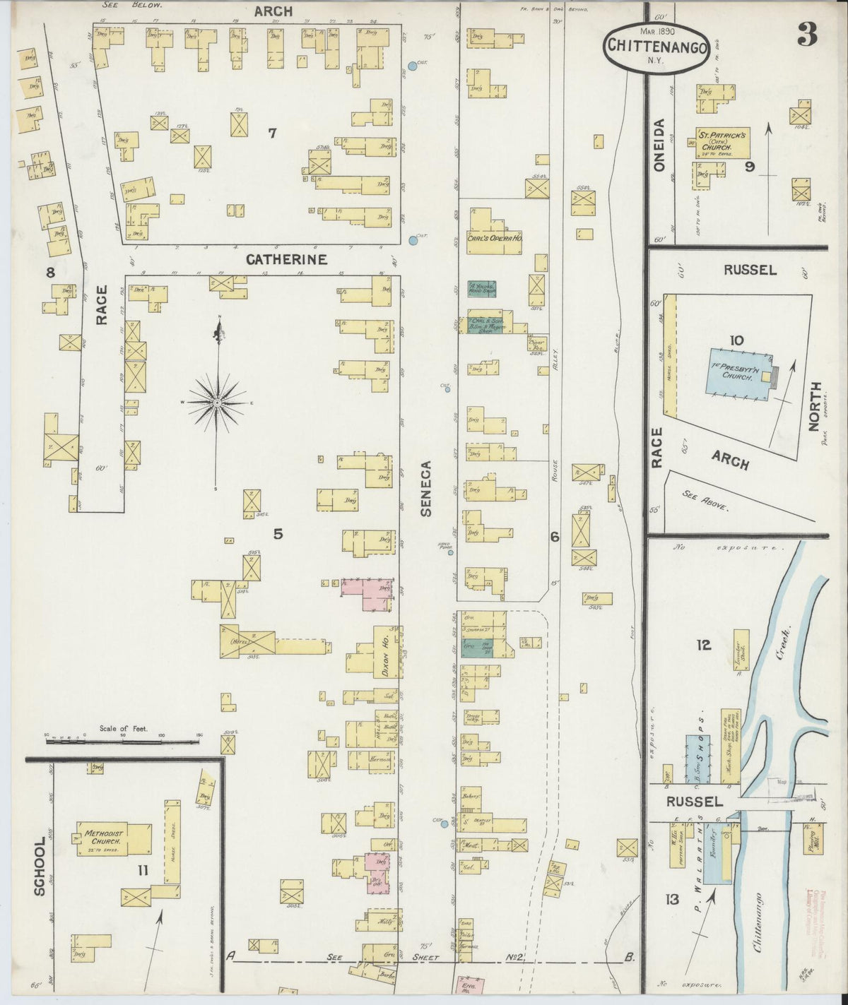 Sanborn Fire Insurance Map from Chittenango, Madison County, New York (1890), Sheet #0003 - Complete Map Set gallery image, historic Sanborn map, vintage wall art, New York New York