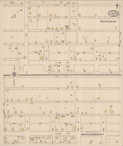 Sanborn Fire Insurance Map from Luling, Caldwell County, Texas (1921), Sheet #0007 - Complete Map Set gallery image, historic Sanborn map, vintage wall art, Texas Texas
