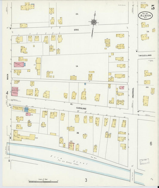 Sanborn Fire Insurance Map from Albion, Orleans County, New York (1911), Sheet #0005 - Historic Sanborn Fire Insurance Map Print, vintage old map wall art, antique decor, genealogy gift, New York New York map