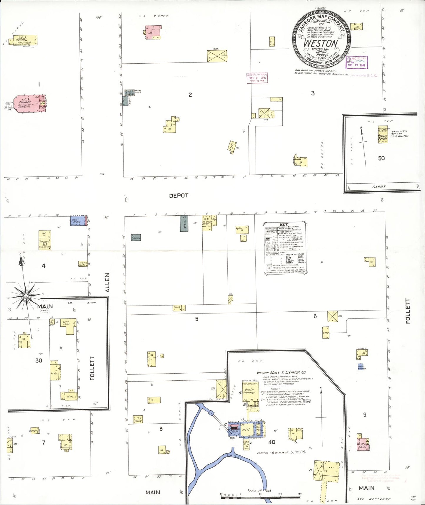 Sanborn Fire Insurance Map from Weston, Franklin County, Idaho (1909), Sheet #0001 - Historic Sanborn Fire Insurance Map Print, vintage old map wall art, antique decor, genealogy gift, Idaho Idaho map