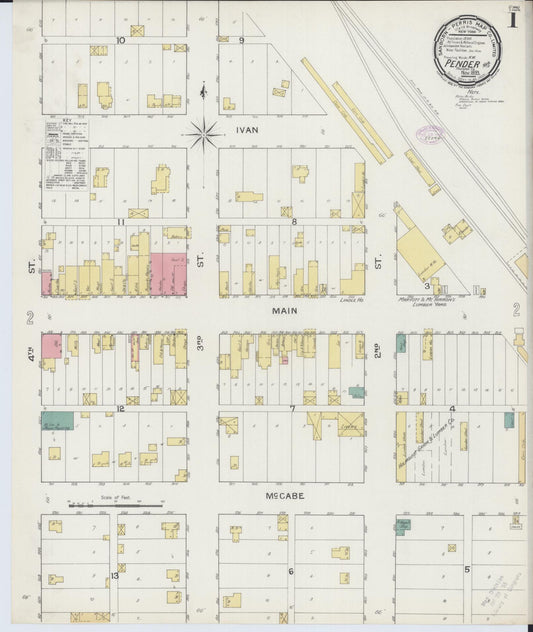 Sanborn Fire Insurance Map from Pender, Thurston County, Nebraska (1893), Sheet #0001 - Historic Sanborn Fire Insurance Map Print, vintage old map wall art, antique decor, genealogy gift, Nebraska Nebraska map