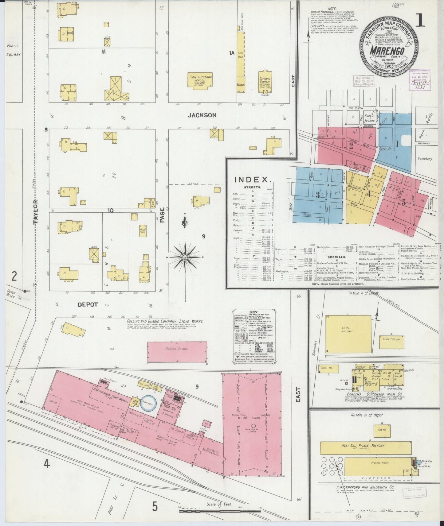 Sanborn Fire Insurance Map from Marengo, McHenry County, Illinois (1905), Sheet #0001 - Complete Map Set gallery image, historic Sanborn map, vintage wall art, Illinois Illinois