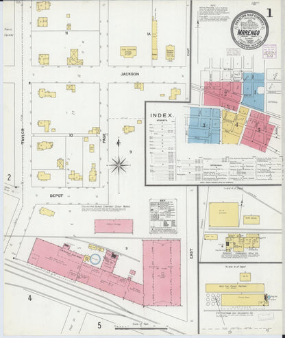 Sanborn Fire Insurance Map from Marengo, McHenry County, Illinois (1905), Sheet #0001 - Complete Map Set gallery image, historic Sanborn map, vintage wall art, Illinois Illinois