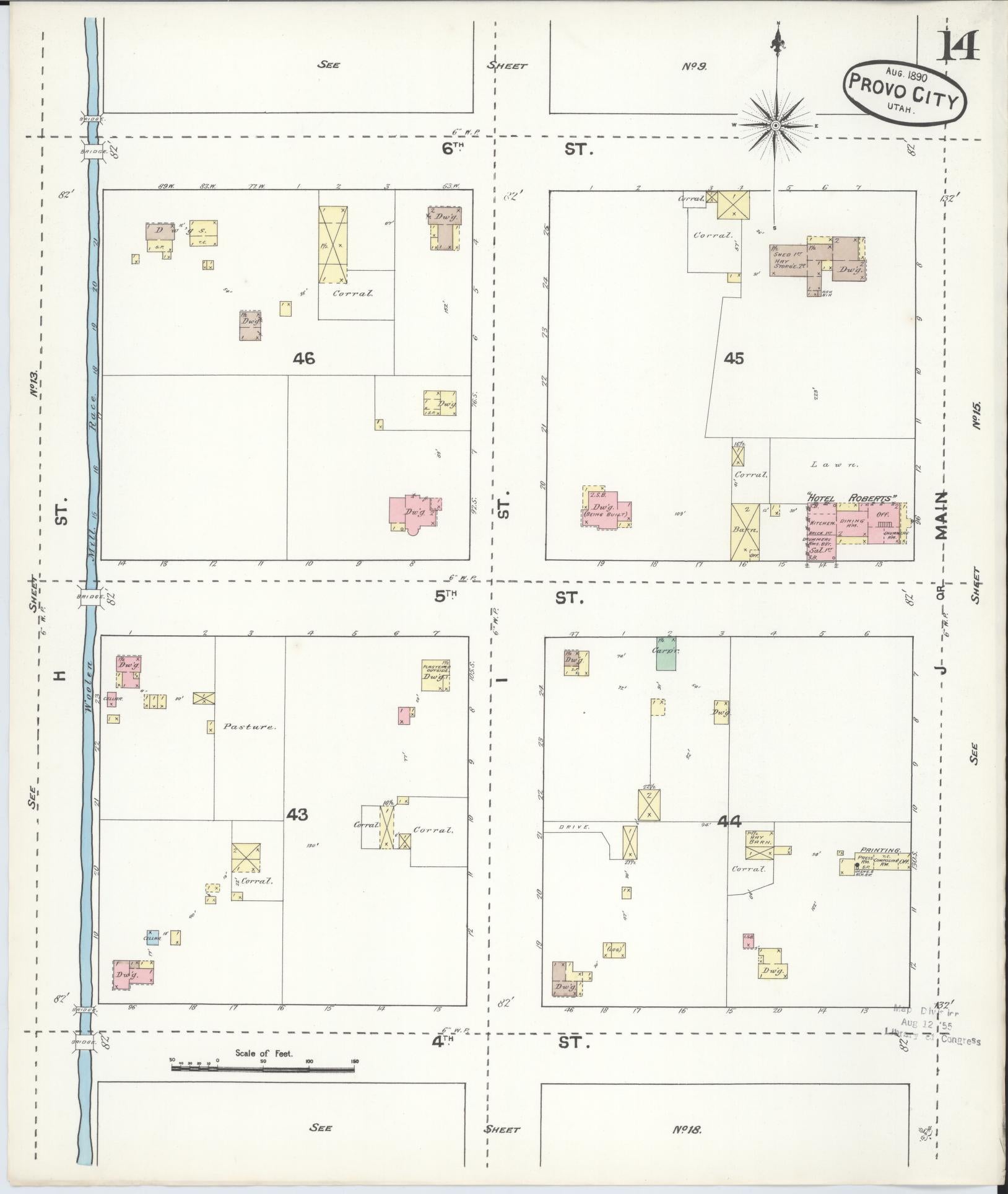 Sanborn Fire Insurance Map from Provo, Utah County, Utah (1890), Sheet #0014 - Complete Map Set gallery image, historic Sanborn map, vintage wall art, Provo Utah