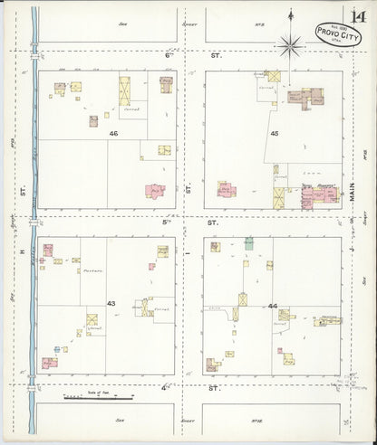 Sanborn Fire Insurance Map from Provo, Utah County, Utah (1890), Sheet #0014 - Complete Map Set gallery image, historic Sanborn map, vintage wall art, Provo Utah