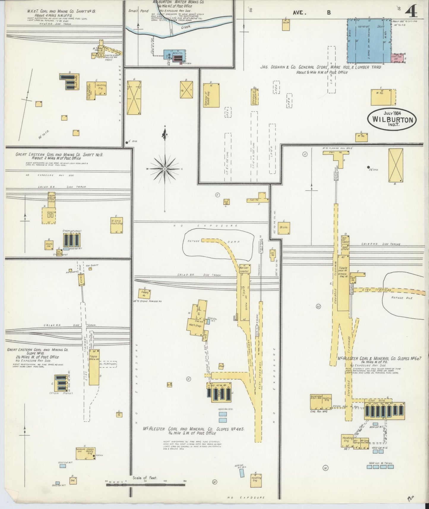 Sanborn Fire Insurance Map from Wilburton, Latimer County, Oklahoma (1904), Sheet #0004 - Complete Map Set gallery image, historic Sanborn map, vintage wall art, Oklahoma Oklahoma