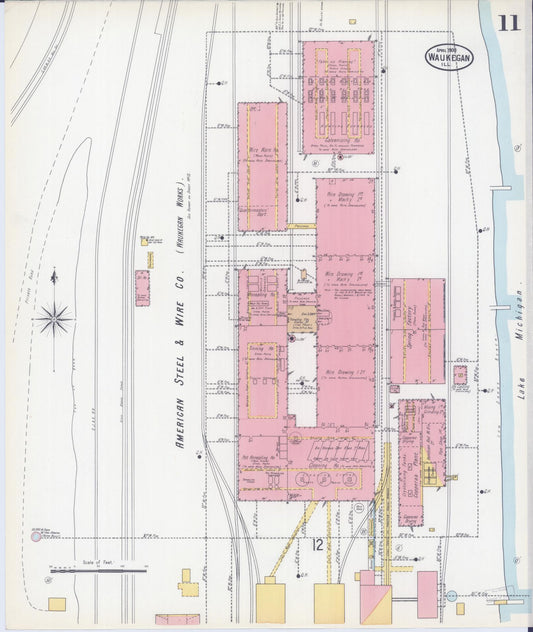 Sanborn Fire Insurance Map from Waukegan, Lake County, Illinois (1900), Sheet #0011 - Historic Sanborn Fire Insurance Map Print, vintage old map wall art, antique decor, genealogy gift, Illinois Illinois map