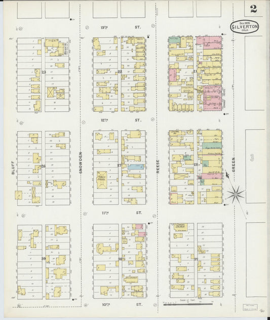 Sanborn Fire Insurance Map from Silverton, San Juan County, Colorado (1895), Sheet #0002 - Historic Sanborn Fire Insurance Map Print, vintage old map wall art, antique decor, genealogy gift, Colorado Colorado map