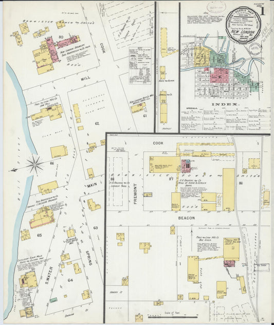 Sanborn Fire Insurance Map from New London, Waupaca and Outagamie Counties, Wisconsin (1898), Sheet #0001 - Historic Sanborn Fire Insurance Map Print, vintage old map wall art, antique decor, genealogy gift, Wisconsin Wisconsin map