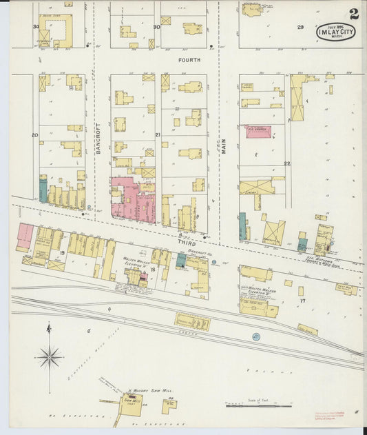 Sanborn Fire Insurance Map from Imlay City, Lapeer County, Michigan (1895), Sheet #0002 - Historic Sanborn Fire Insurance Map Print, vintage old map wall art, antique decor, genealogy gift, Michigan Michigan map