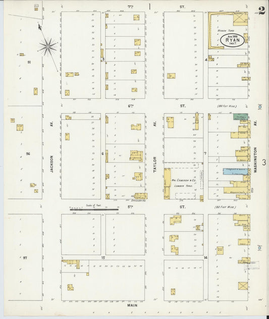 Sanborn Fire Insurance Map from Ryan, Jefferson County, Oklahoma (1898), Sheet #0002 - Historic Sanborn Fire Insurance Map Print, vintage old map wall art, antique decor, genealogy gift, Oklahoma Oklahoma map