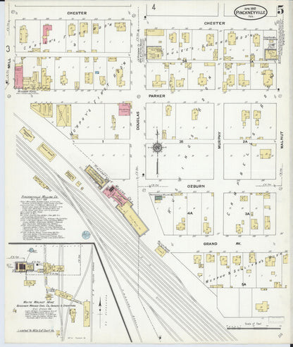 Sanborn Fire Insurance Map from Pinckneyville, Perry County, Illinois (1910), Sheet #0005 - Historic Sanborn Fire Insurance Map Print, vintage old map wall art, antique decor, genealogy gift, Illinois Illinois map