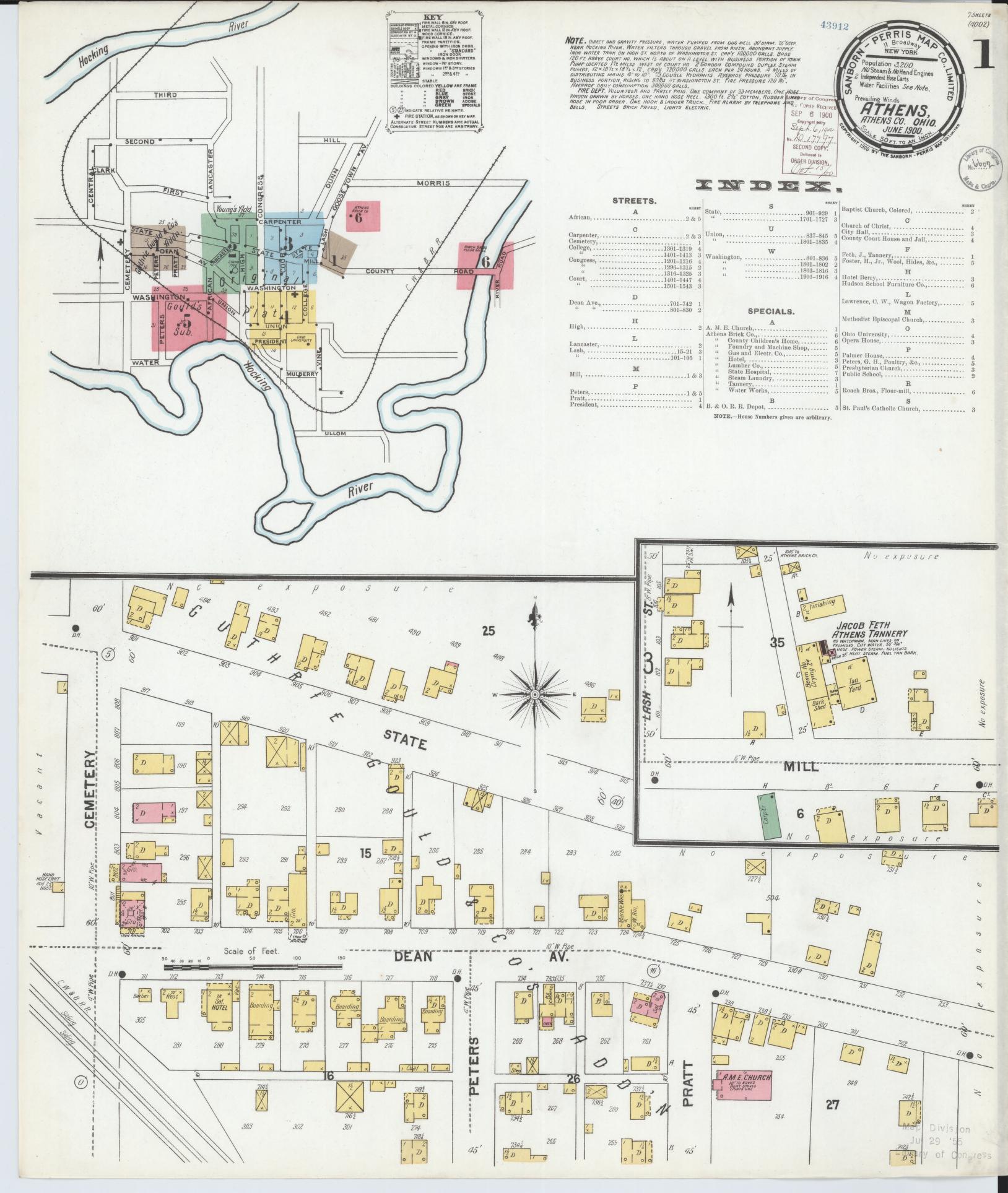Sanborn Fire Insurance Map from Athens, Athens County, Ohio. (1900) – Historic Sanborn Fire Insurance Map Print