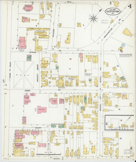 Kent, Maryland - 1903 - Sanborn Fire Insurance Map, Sheet #0004 - Historic Sanborn Fire Insurance Map Print, Kent Maryland 1903 0004 vintage old map wall art