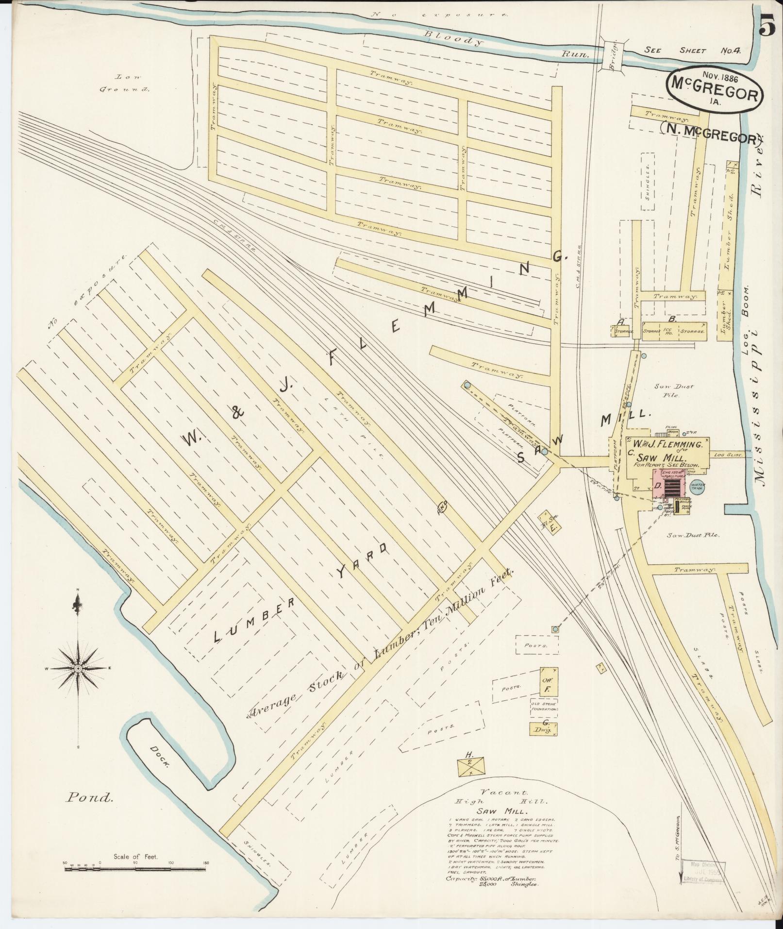 Sanborn Fire Insurance Map from McGregor, Clayton County, Iowa (1886), Sheet #0005 - Historic Sanborn Fire Insurance Map Print