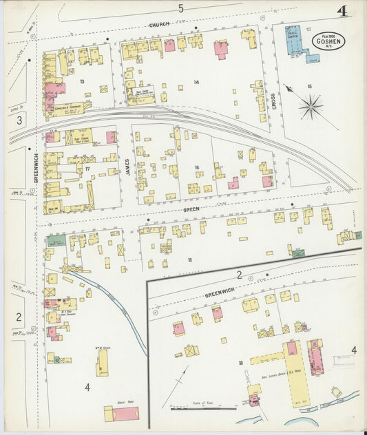 Sanborn Fire Insurance Map from Goshen, Orange County, New York (1900), Sheet #0004 - Historic Sanborn Fire Insurance Map Print, vintage old map wall art, antique decor, genealogy gift, New York New York map