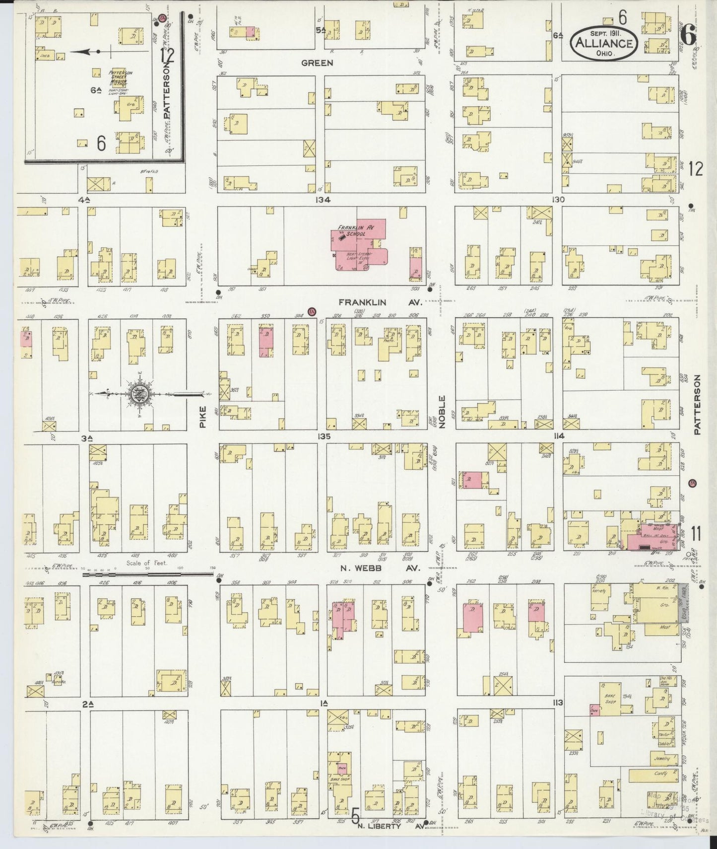 Sanborn Fire Insurance Map from Alliance, Stark County, Ohio (1911), Sheet #0006 - Historic Sanborn Fire Insurance Map Print, vintage old map wall art, antique decor, genealogy gift, Ohio Ohio map