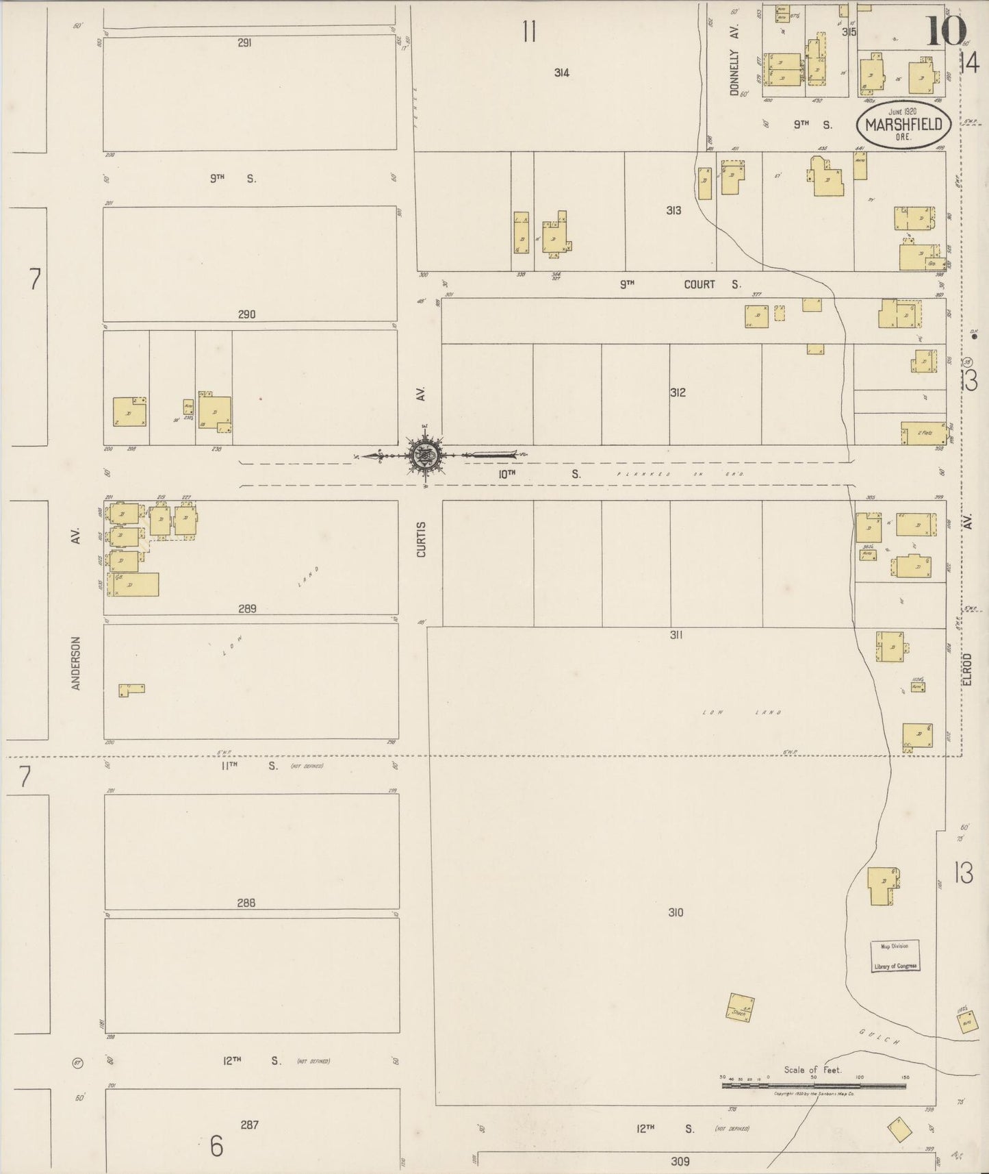 Sanborn Fire Insurance Map from Marshfield, Coos County, Oregon (1920), Sheet #0010 - Complete Map Set gallery image, historic Sanborn map, vintage wall art, Oregon Oregon