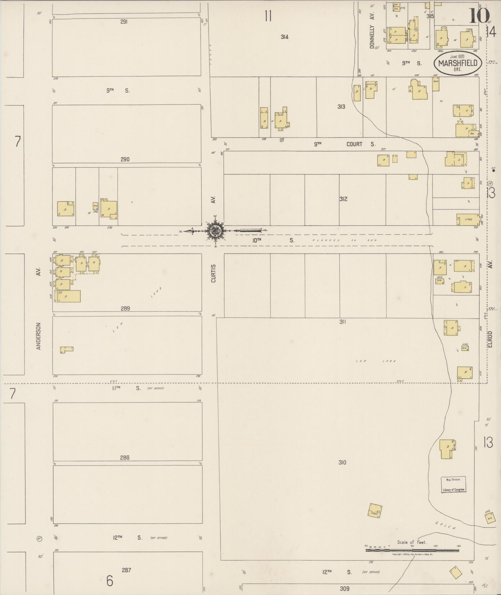 Sanborn Fire Insurance Map from Marshfield, Coos County, Oregon (1920), Sheet #0010 - Complete Map Set gallery image, historic Sanborn map, vintage wall art, Oregon Oregon