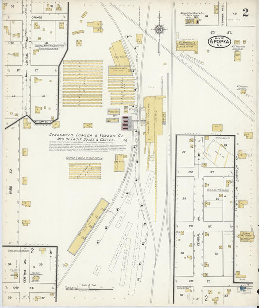 Sanborn Fire Insurance Map from Apopka, Orange County, Florida (1917), Sheet #0002 - Historic Sanborn Fire Insurance Map Print, vintage old map wall art, antique decor, genealogy gift, Florida Florida map