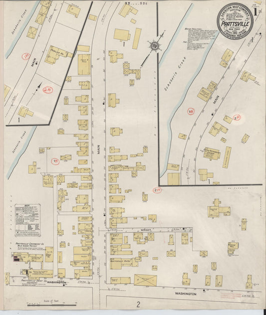 Sanborn Fire Insurance Map from Prattsville, Greene County, New York (1912), Sheet #0001 - Historic Sanborn Fire Insurance Map Print, vintage old map wall art, antique decor, genealogy gift, New York New York map