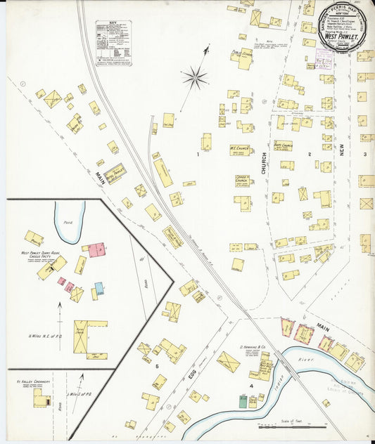 Sanborn Fire Insurance Map from West Pawlet, Rutland County, Vermont (1901), Sheet #0001 - Historic Sanborn Fire Insurance Map Print, vintage old map wall art, antique decor, genealogy gift, Vermont Vermont map