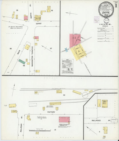 Sanborn Fire Insurance Map from Chester, Morris County, New Jersey (1901), Sheet #0001 - Historic Sanborn Fire Insurance Map Print, vintage old map wall art, antique decor, genealogy gift, New Jersey New Jersey map