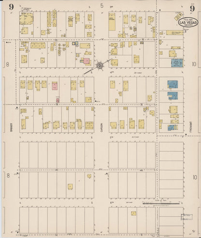 Sanborn Fire Insurance Map from Las Vegas, Clark County, Nevada (1923), Sheet #0009 - Complete Map Set gallery image, historic Sanborn map, vintage wall art, Nevada Nevada
