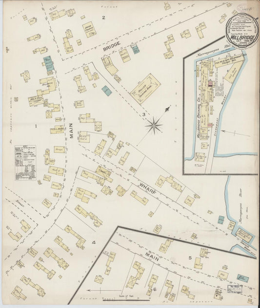 Sanborn Fire Insurance Map from Millbridge, Washington County, Maine (1886), Sheet #0001 - Historic Sanborn Fire Insurance Map Print, vintage old map wall art, antique decor, genealogy gift, Maine Maine map