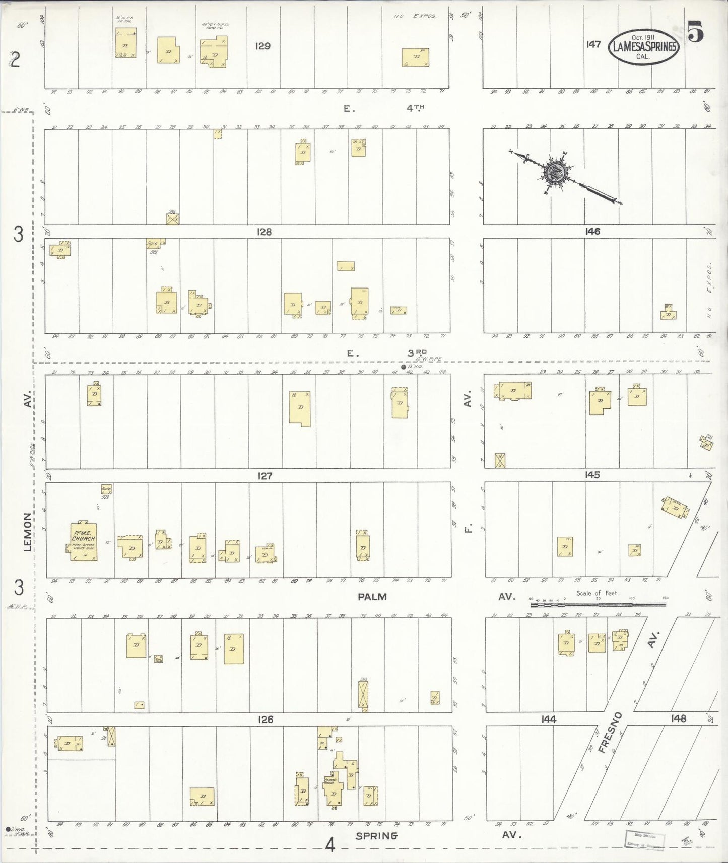 Sanborn Fire Insurance Map from La Mesa, San Diego County, California (1911), Sheet #0005 - Historic Sanborn Fire Insurance Map Print, vintage old map wall art, antique decor, genealogy gift, California California map