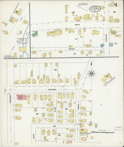 Sanborn Fire Insurance Map from Lyons, Wayne County, New York (1904), Sheet #0004 - Complete Map Set gallery image, historic Sanborn map, vintage wall art, New York New York