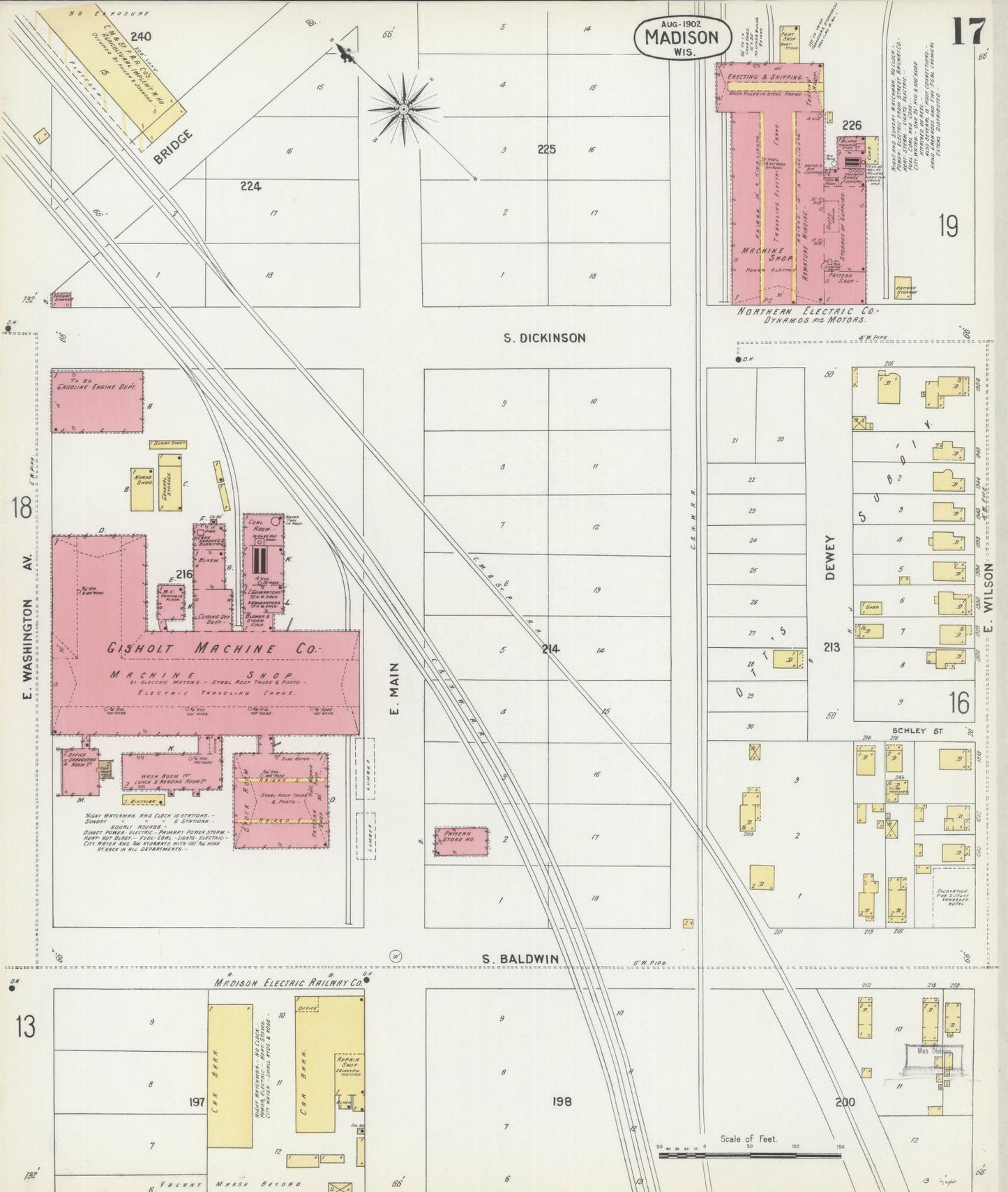 Sanborn Fire Insurance Map from Madison, Dane County, Wisconsin (1902), Sheet #0017 - Historic Sanborn Fire Insurance Map Print, vintage old map wall art, antique decor, genealogy gift, Wisconsin Wisconsin map