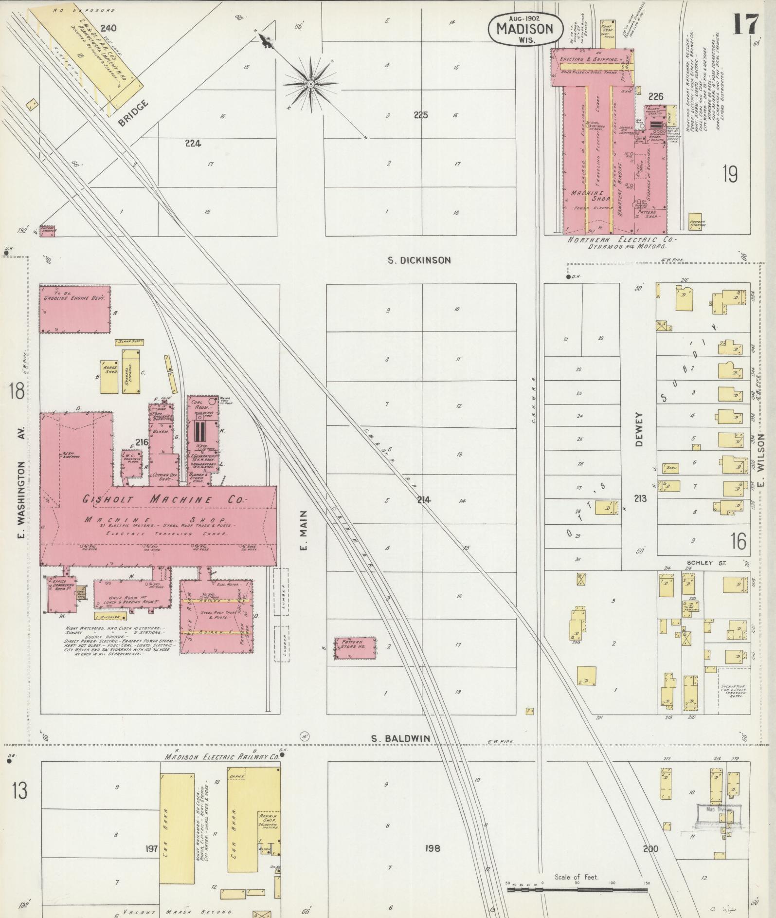 Sanborn Fire Insurance Map from Madison, Dane County, Wisconsin (1902), Sheet #0017 - Historic Sanborn Fire Insurance Map Print, vintage old map wall art, antique decor, genealogy gift, Wisconsin Wisconsin map
