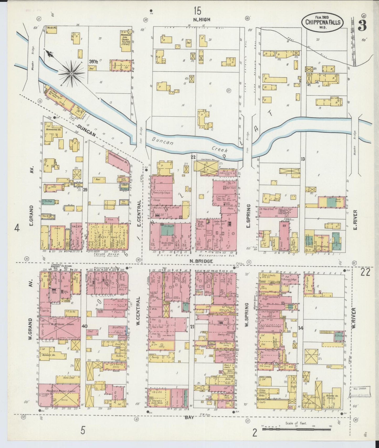 Sanborn Fire Insurance Map from Chippewa Falls, Chippewa County, Wisconsin (1903), Sheet #0003 - Historic Sanborn Fire Insurance Map Print, vintage old map wall art, antique decor, genealogy gift, Wisconsin Wisconsin map