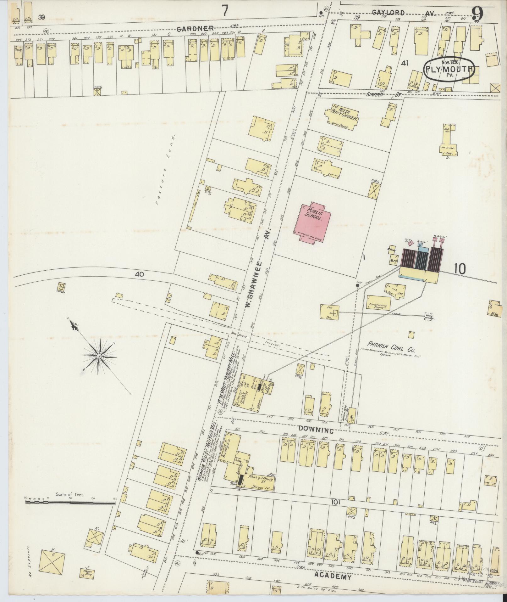 Sanborn Fire Insurance Map from Plymouth, Luzerne County, Pennsylvania (1896), Sheet #0009 - Complete Map Set gallery image, historic Sanborn map, vintage wall art, Pennsylvania Pennsylvania