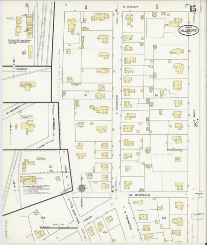 Sanborn Fire Insurance Map from Hillsboro, Hill County, Texas (1911), Sheet #0015 - Complete Map Set gallery image, historic Sanborn map, vintage wall art, Texas Texas