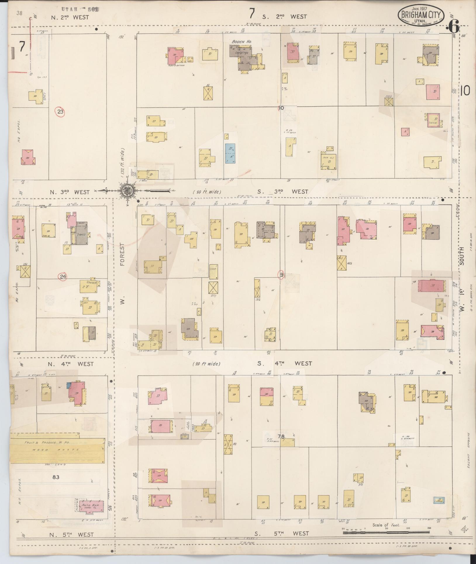 Sanborn Fire Insurance Map from Brigham City, Box Elder County, Utah (1949), Sheet #0006 - Complete Map Set gallery image, historic Sanborn map, vintage wall art, Utah Utah