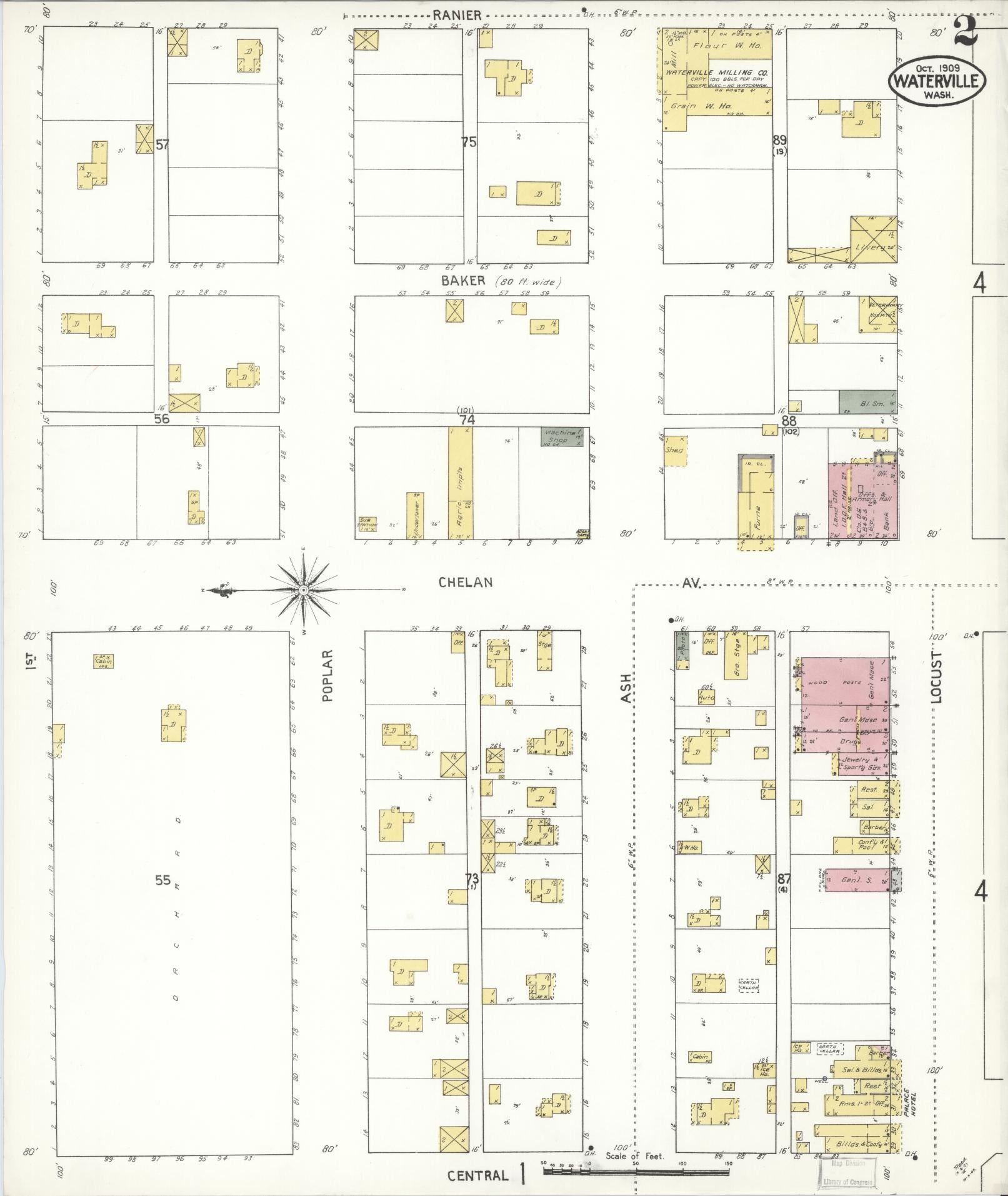 Sanborn Fire Insurance Map from Waterville, Douglas County, Washington (1909), Sheet #0002 - Complete Map Set gallery image, historic Sanborn map, vintage wall art, Washington Washington