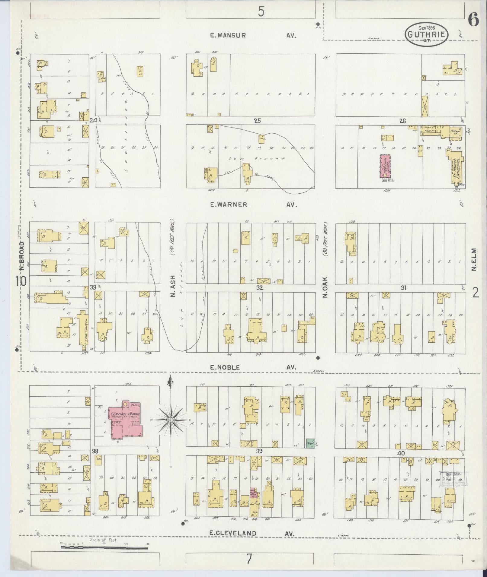 Sanborn Fire Insurance Map from Guthrie, Logan County, Oklahoma (1898), Sheet #0006 - Complete Map Set gallery image, historic Sanborn map, vintage wall art, Oklahoma Oklahoma