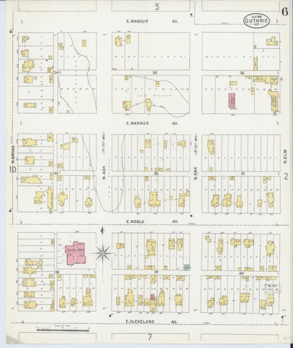Sanborn Fire Insurance Map from Guthrie, Logan County, Oklahoma (1898), Sheet #0006 - Complete Map Set gallery image, historic Sanborn map, vintage wall art, Oklahoma Oklahoma